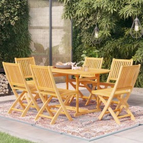 7-piece solid teak wood garden dining set by vidaXL, Garden sets - Ref: Foro24-3059563, Price: 806,53 €, Discount: %