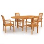 5-piece solid teak wood garden dining set by vidaXL, Garden sets - Ref: Foro24-3059589, Price: 710,12 €, Discount: %