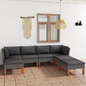 7-piece garden furniture set with gray synthetic rattan cushions by vidaXL, Garden sets - Ref: Foro24-3059717, Price: 447,99 ...