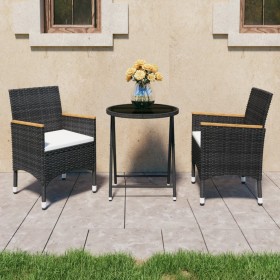 Garden bistro set 3 pcs synthetic rattan black tempered glass by vidaXL, Garden sets - Ref: Foro24-3058384, Price: 196,70 €, ...