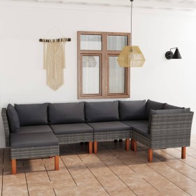 6-piece garden furniture set and gray synthetic rattan cushions by vidaXL, Garden sets - Ref: Foro24-3059712, Price: 442,41 €...