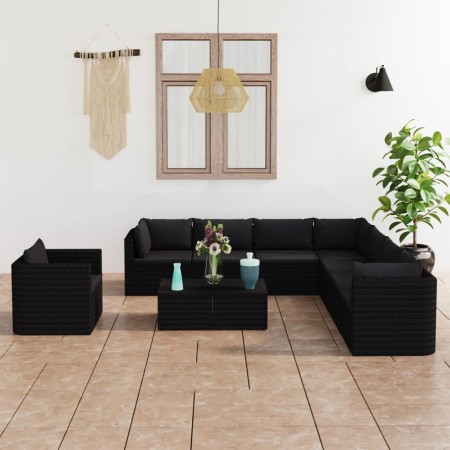 Gartenmöbel-Set 10 Stück schwarze synthetische Rattankissen von vidaXL, Gartensets - Ref: Foro24-3059496, Preis: 884,33 €, Ra...