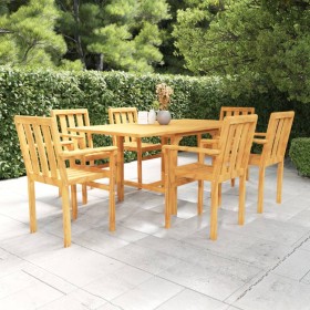 Garden dining set 7 pieces solid teak wood by vidaXL, Garden sets - Ref: Foro24-3059600, Price: 788,99 €, Discount: %