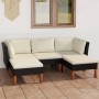 Set de muebles de jardín 5 pzas y cojines ratán sintético negro de vidaXL, Conjuntos de jardín - Ref: Foro24-3059733, Precio:...