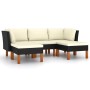 Set de muebles de jardín 5 pzas y cojines ratán sintético negro de vidaXL, Conjuntos de jardín - Ref: Foro24-3059733, Precio:...