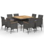 Set de comedor de jardín 9 pzas ratán PE y madera acacia gris de vidaXL, Conjuntos de jardín - Ref: Foro24-3058347, Precio: 6...