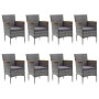 9-piece garden dining set made of PE rattan and gray acacia wood by vidaXL, Garden sets - Ref: Foro24-3058347, Price: 661,74 ...