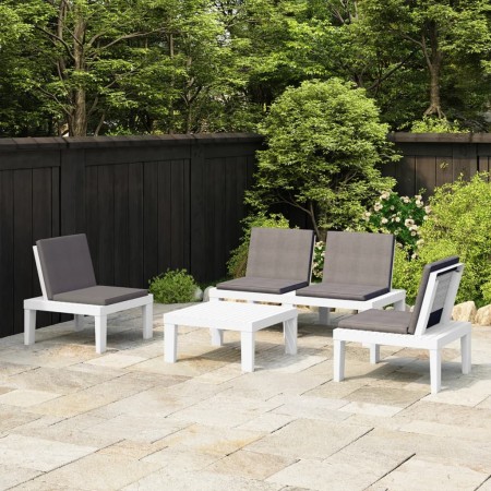 4-piece garden furniture set with white plastic cushions by vidaXL, Garden sets - Ref: Foro24-3059829, Price: 335,19 €, Disco...