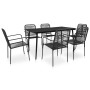 Set de comedor de jardín 7 pzas cuerda de algodón y acero negro de vidaXL, Conjuntos de jardín - Ref: Foro24-3058278, Precio:...