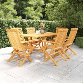 7-piece solid teak wood garden dining set by vidaXL, Garden sets - Ref: Foro24-3059596, Price: 549,99 €, Discount: %