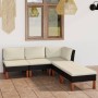 5-teiliges Gartenmöbel-Set und schwarze synthetische Rattankissen von vidaXL, Gartensets - Ref: Foro24-3059732, Preis: 287,31...