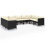 Set de muebles de jardín 9 pzas y cojines ratán sintético negro de vidaXL, Conjuntos de jardín - Ref: Foro24-3059794, Precio:...