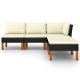 Set de muebles de jardín 5 pzas y cojines ratán sintético negro de vidaXL, Conjuntos de jardín - Ref: Foro24-3059732, Precio:...