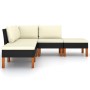 Set de muebles de jardín 5 pzas y cojines ratán sintético negro de vidaXL, Conjuntos de jardín - Ref: Foro24-3059732, Precio:...