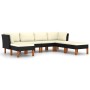 Set de muebles de jardín 7 pzas y cojines ratán sintético negro de vidaXL, Conjuntos de jardín - Ref: Foro24-3059739, Precio:...