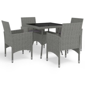 Garden furniture 5 pieces synthetic rattan and gray glass by vidaXL, Garden sets - Ref: Foro24-3058319, Price: 400,36 €, Disc...