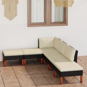 Set de muebles de jardín 6 pzas y cojines ratán sintético negro de vidaXL, Conjuntos de jardín - Ref: Foro24-3059737, Precio:...