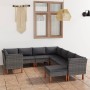 Garden furniture set 9 pieces and gray synthetic rattan cushions by vidaXL, Garden sets - Ref: Foro24-3059722, Price: 743,10 ...