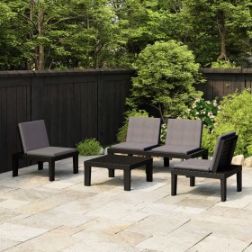 4-teiliges Gartenmöbel-Set mit grauen Kunststoffkissen von vidaXL, Gartensets - Ref: Foro24-3059830, Preis: 261,99 €, Rabatt: %