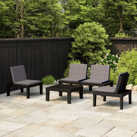 4-piece garden furniture set with gray plastic cushions by vidaXL, Garden sets - Ref: Foro24-3059830, Price: 256,98 €, Discou...