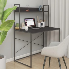 Black engineered wood computer desk 110x60x138cm by vidaXL, Desks - Ref: Foro24-30204, Price: 80,99 €, Discount: %