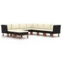 Set de muebles de jardín 9 pzas y cojines ratán sintético negro de vidaXL, Conjuntos de jardín - Ref: Foro24-3059743, Precio:...