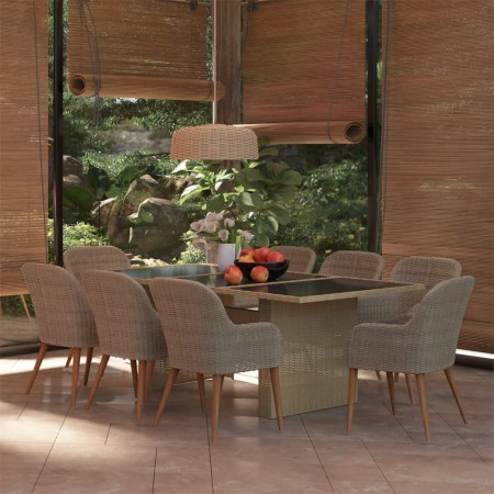 9-Piece Brown Synthetic Rattan Garden Dining Set by vidaXL, Garden sets - Ref: Foro24-3059486, Price: 1,00 €, Discount: %