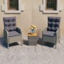 Garden table and chairs 3 pieces synthetic rattan gray acacia wood by vidaXL, Garden sets - Ref: Foro24-3058535, Price: 469,3...