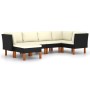 Set de muebles de jardín 6 pzas y cojines ratán sintético negro de vidaXL, Conjuntos de jardín - Ref: Foro24-3059734, Precio:...