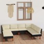 Set de muebles de jardín 8 pzas y cojines ratán sintético negro de vidaXL, Conjuntos de jardín - Ref: Foro24-3059742, Precio:...