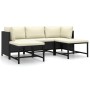 Set de muebles de jardín 5 pzas y cojines ratán sintético negro de vidaXL, Conjuntos de jardín - Ref: Foro24-3059779, Precio:...