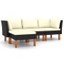 Set de muebles de jardín 4 pzas y cojines ratán sintético negro de vidaXL, Conjuntos de jardín - Ref: Foro24-3059749, Precio:...