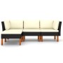 Set de muebles de jardín 4 pzas y cojines ratán sintético negro de vidaXL, Conjuntos de jardín - Ref: Foro24-3059749, Precio:...