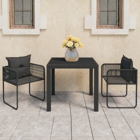 Set de comedor de jardín de 3 piezas PVC ratán negro de vidaXL, Conjuntos de jardín - Ref: Foro24-3060100, Precio: 289,99 €, ...