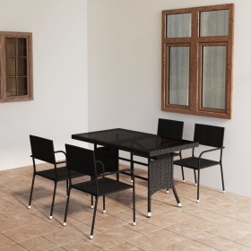 Juego de comedor para jardín 5 piezas ratán sintético negro de vidaXL, Conjuntos de jardín - Ref: Foro24-3059444, Precio: 257...