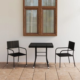 3-Piece Black Synthetic Rattan Garden Dining Set by vidaXL, Garden sets - Ref: Foro24-3059440, Price: 199,66 €, Discount: %