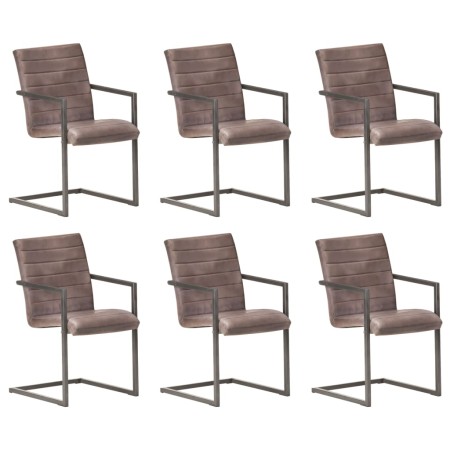 Cantilever dining chairs 6 units brown genuine leather by vidaXL, dining chairs - Ref: Foro24-3059806, Price: 802,71 €, Disco...