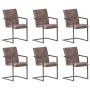 Cantilever dining chairs 6 units brown genuine leather by vidaXL, dining chairs - Ref: Foro24-3059806, Price: 802,71 €, Disco...