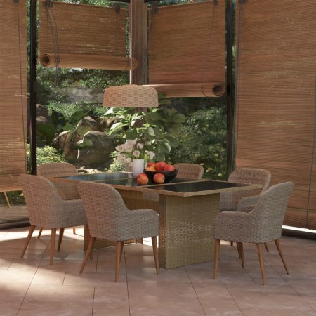 7-Piece Brown Synthetic Rattan Garden Dining Set by vidaXL, Garden sets - Ref: Foro24-3059483, Price: 922,70 €, Discount: %