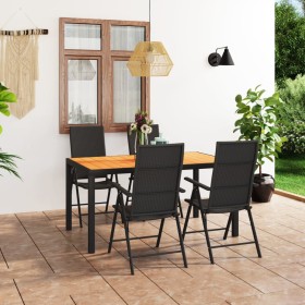 Juego de comedor de jardín 5 piezas negro y marrón de vidaXL, Conjuntos de jardín - Ref: Foro24-3060054, Precio: 471,84 €, De...