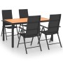 Juego de comedor de jardín 5 piezas negro y marrón de vidaXL, Conjuntos de jardín - Ref: Foro24-3060054, Precio: 471,84 €, De...