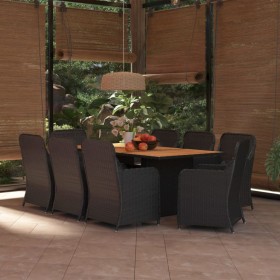 9-Piece Black Synthetic Rattan Garden Dining Set by vidaXL, Garden sets - Ref: Foro24-3059474, Price: 1,00 €, Discount: %