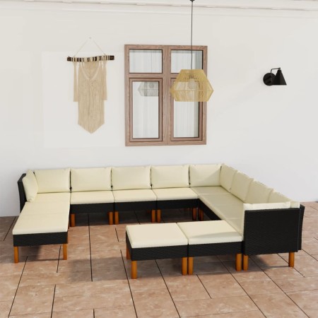 12-piece garden furniture set and black synthetic rattan cushions by vidaXL, Garden sets - Ref: Foro24-3059747, Price: 754,99...