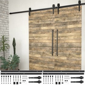 Sliding door hardware kit black steel 2 units 200 cm by vidaXL, doorframes - Ref: Foro24-3059839, Price: 93,99 €, Discount: %