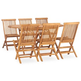 Folding 7-piece solid teak wood garden dining set by vidaXL, Garden sets - Ref: Foro24-3059968, Price: 491,84 €, Discount: %