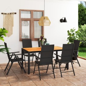 Juego de comedor de jardín 7 piezas negro y marrón de vidaXL, Conjuntos de jardín - Ref: Foro24-3060055, Precio: 600,21 €, De...