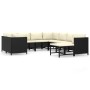 Set de muebles de jardín 9 pzas y cojines ratán sintético negro de vidaXL, Conjuntos de jardín - Ref: Foro24-3059792, Precio:...