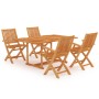 5-piece solid teak wood garden dining set by vidaXL, Garden sets - Ref: Foro24-3059549, Price: 646,44 €, Discount: %