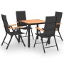 Juego de comedor para jardín 5 piezas negro y marrón de vidaXL, Conjuntos de jardín - Ref: Foro24-3060077, Precio: 418,62 €, ...