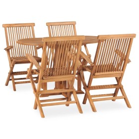 Folding 5-piece solid teak wood garden dining set by vidaXL, Garden sets - Ref: Foro24-3059975, Price: 634,99 €, Discount: %